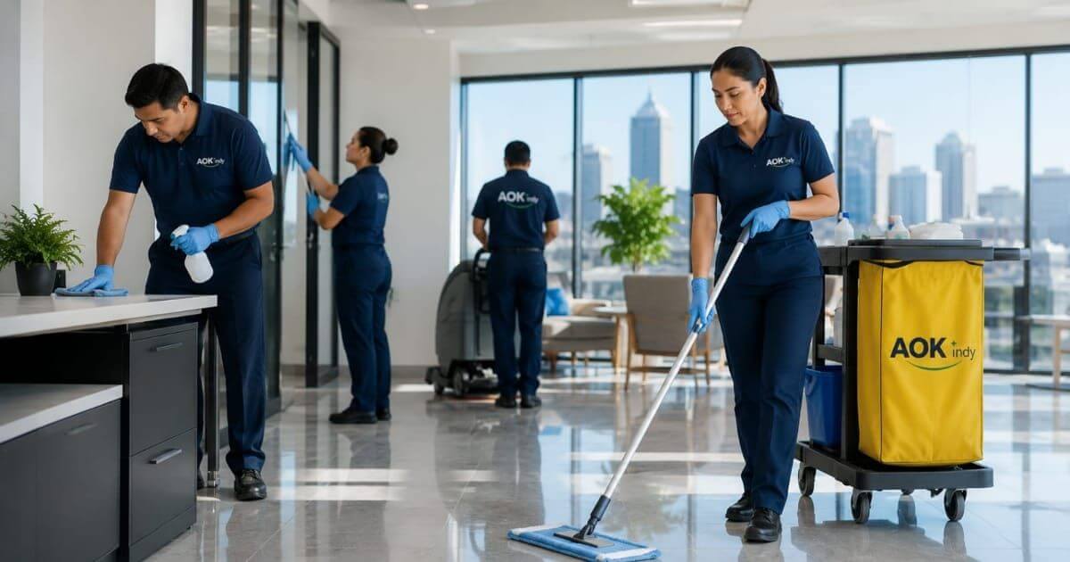 AOK Indy commercial cleaning team in uniform in Indianapolis